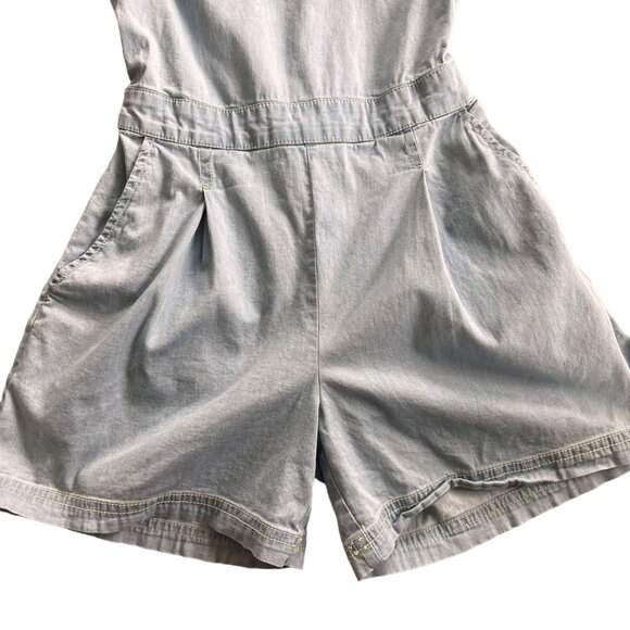Mayoral Light Wash Denim Romper With Cutout Back 140 - Picture 2 of 6